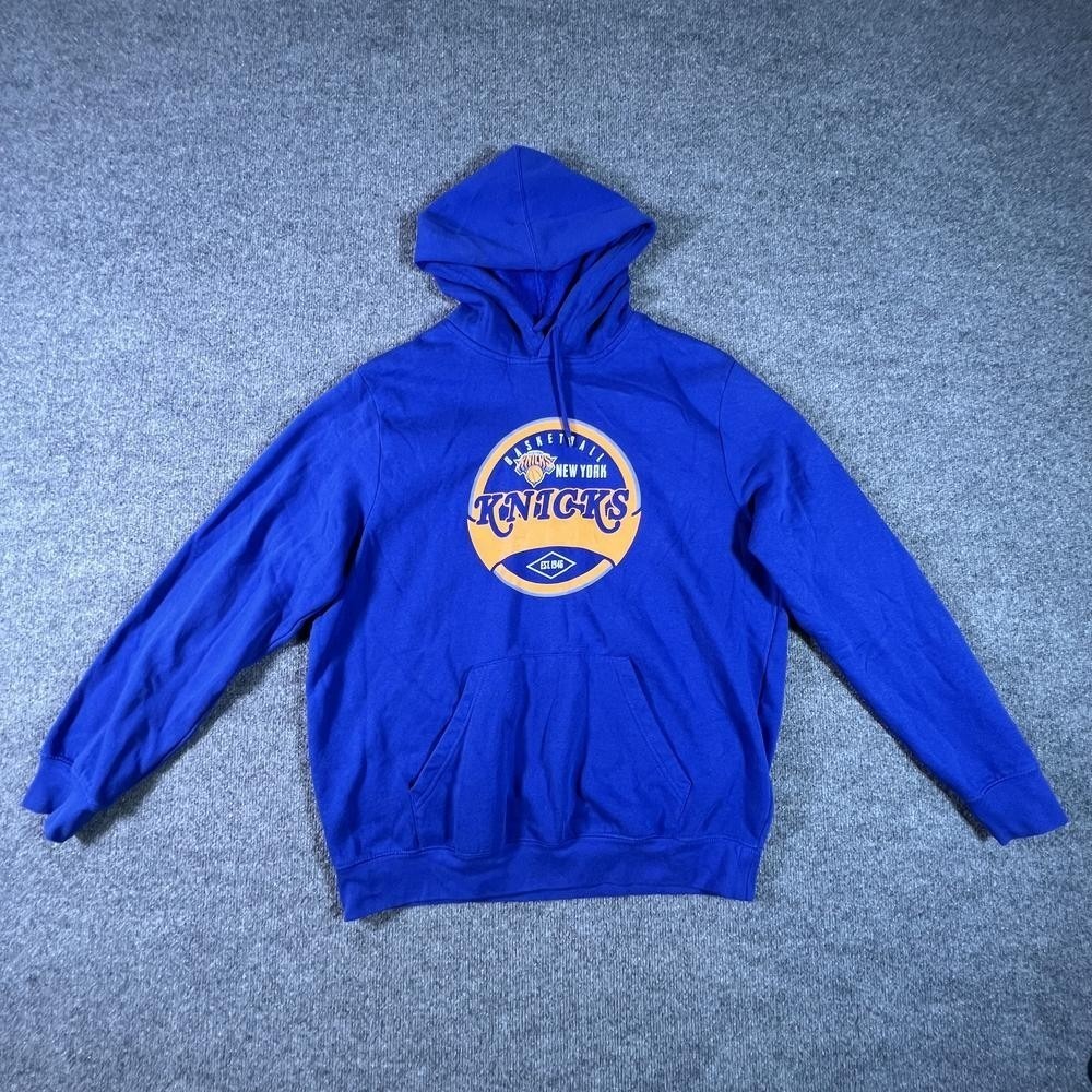 NBA New York Knicks Basketball Team Sweatshirt Men's L Blue Cotton Fleece-Lined